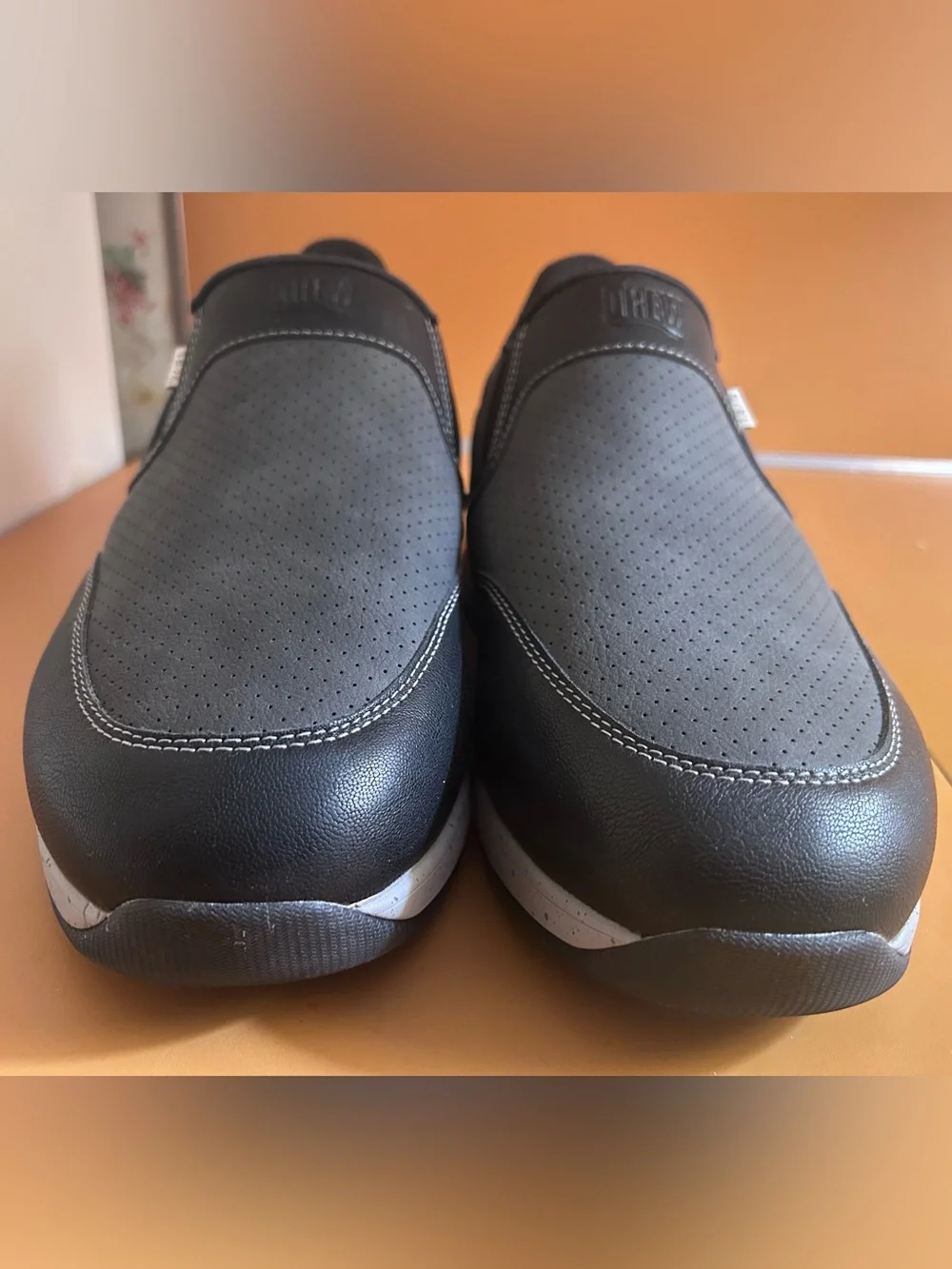 DREW Caleb Men's Slip-On Loafers, Gray & Black No hands diabetic, 10.5 6E